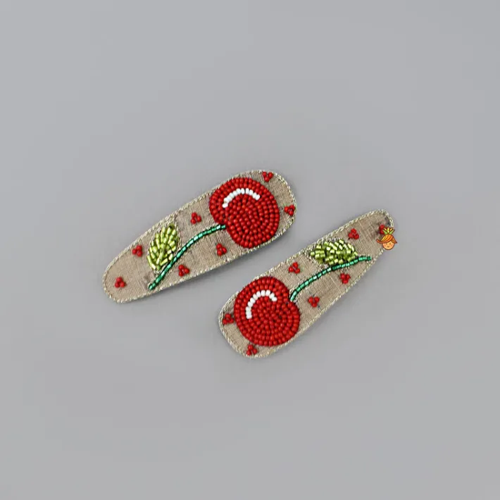 Outlet Hand Embroidered Cherry Hair Clips Hair Accessories | Hair Clips