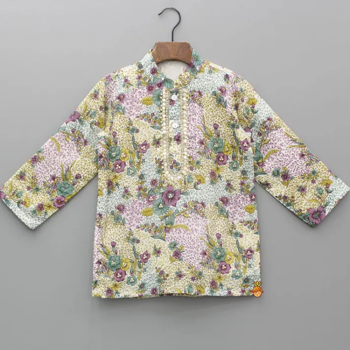 Hot Hand Embroidered Multicolour Printed Kurta And Pyjama BOY Indian Ethnic Wear | Ethnic Sets