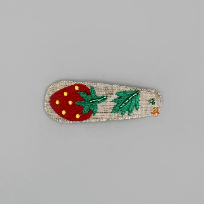 Outlet Hand Embroidered Strawberry Hair Clips Hair Accessories | Hair Clips