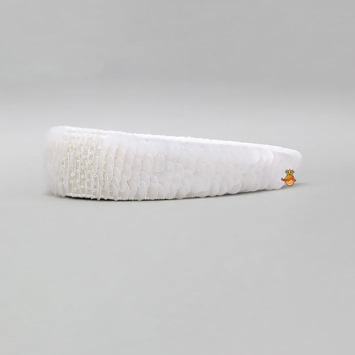 Discount Hand Embroidered White Hairband Hair Accessories | Hair Bands