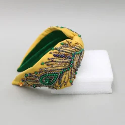 Outlet Hand Embroidered Yellow Hairband Hair Accessories | Hair Bands
