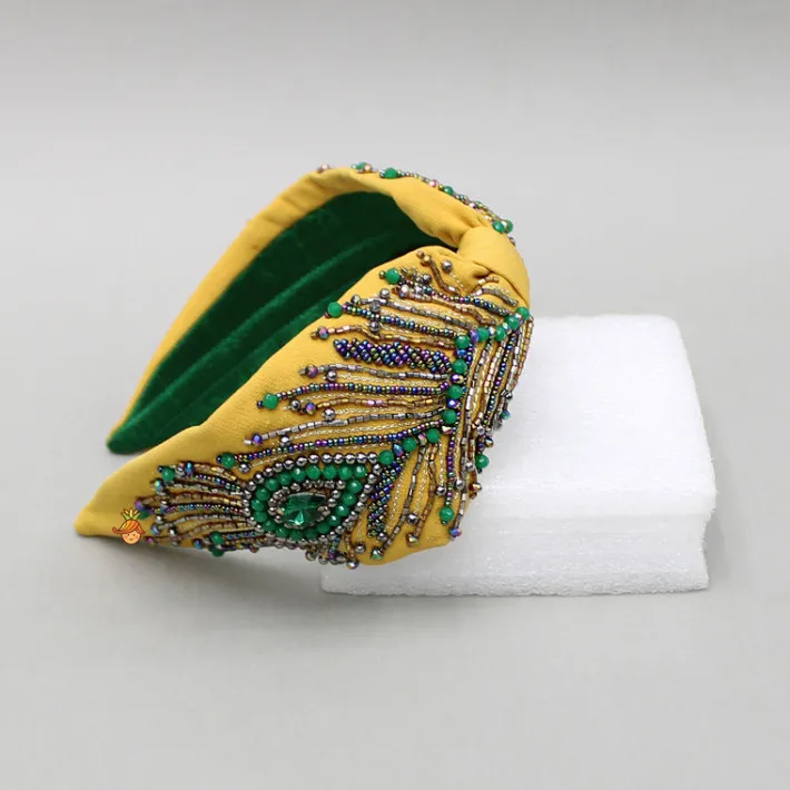 Outlet Hand Embroidered Yellow Hairband Hair Accessories | Hair Bands