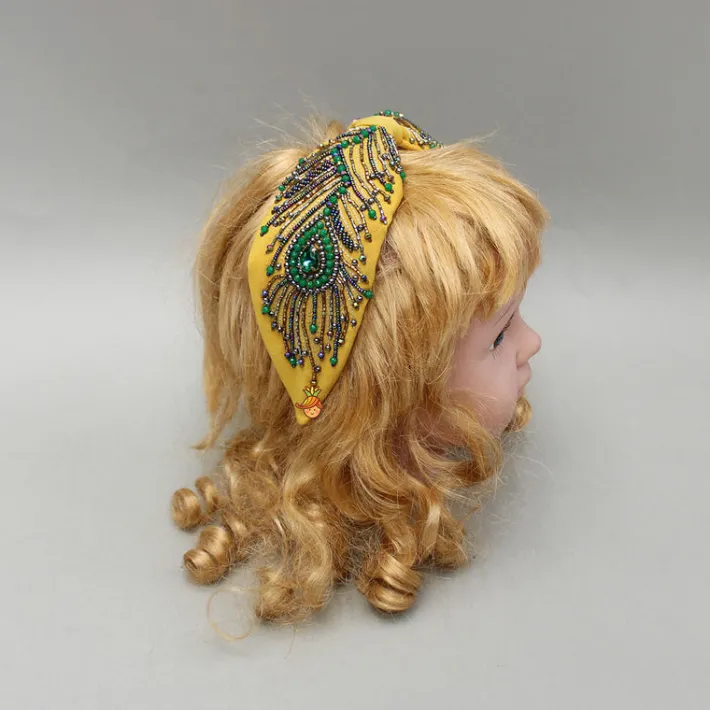 Outlet Hand Embroidered Yellow Hairband Hair Accessories | Hair Bands