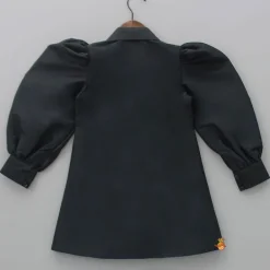 Outlet Heart Patch Work Black Collared Neck Dress Dresses & Sets | Dresses
