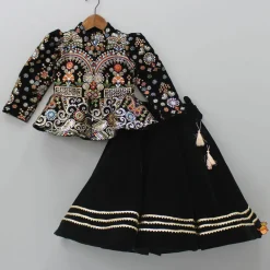 Online Heavy Embroidered Black Velvet Top And Gota Lace Work Flared Lehenga Ethnic Wear | Lehengas & Ghagras