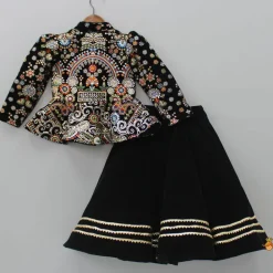 Outlet Heavy Embroidered Black Velvet Top And Gota Lace Work Flared Lehenga Ethnic Wear | Lehengas & Ghagras