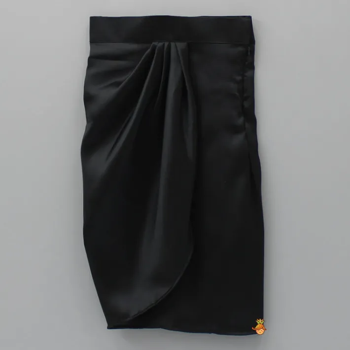 Clearance Heavy Yoke Embroidered Black Top And Dhoti Style Skirt Ethnic Wear | Dhotis & Patialas
