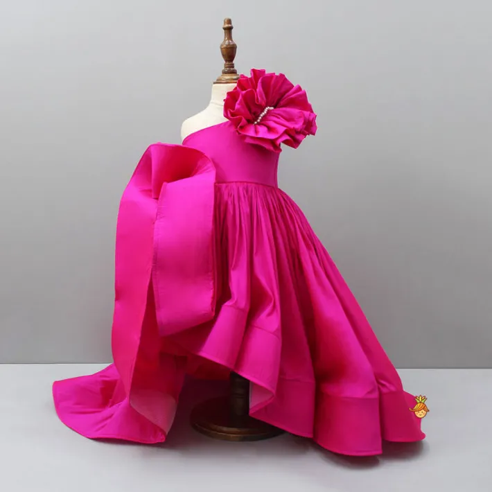 Clearance High Low Ruffles Enhanced Pink Gown Dresses & Sets | Gowns