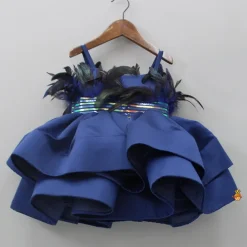 Hot Holographic Lace Detailed Ruffle Layered Blue Dress With Head Band Dresses & Sets | Dresses