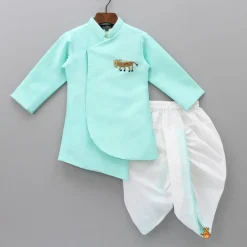 Online Horse Embroidered Jodhpuri Sherwani And Dhoti BOY Indian Ethnic Wear | Sherwani Sets