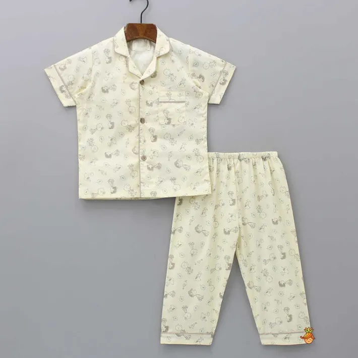Discount Human Printed Yellow Sleepwear BOY Sleep Wear | Sleepwear