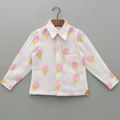 Clearance Ice Cream Printed White Shirt BOY Shirts & Tees