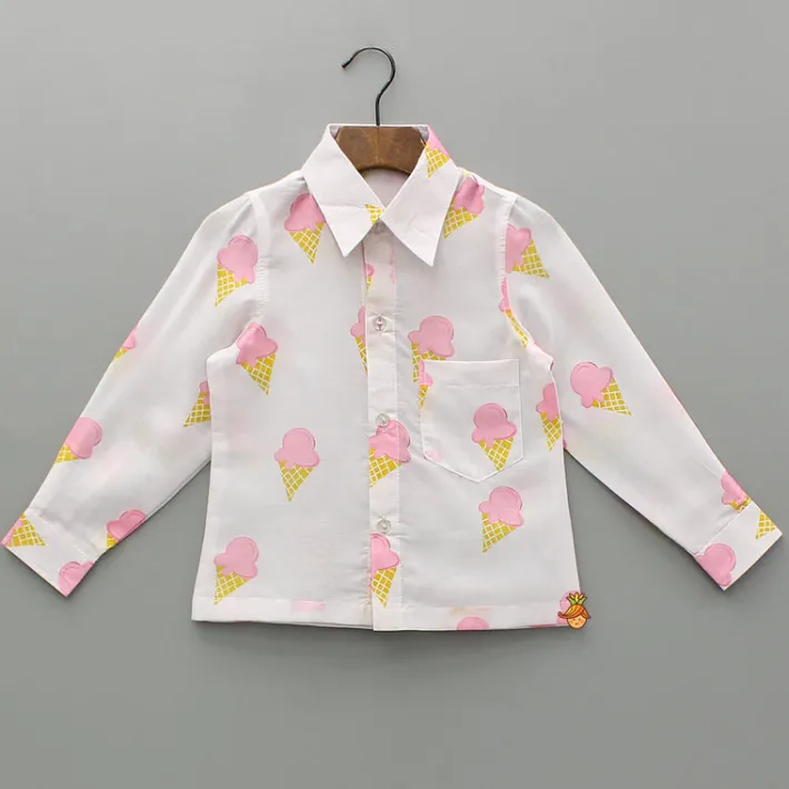 Clearance Ice Cream Printed White Shirt BOY Shirts & Tees