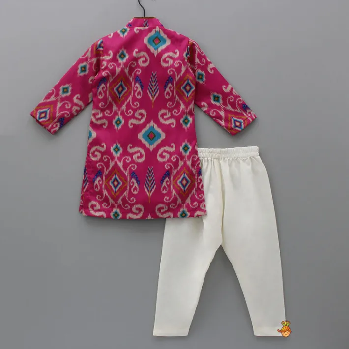 New Ikat Printed Pink Kurta With Churidar BOY Twinning Sets | Indian Ethnic Wear