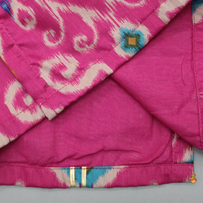 New Ikat Printed Pink Kurta With Churidar BOY Twinning Sets | Indian Ethnic Wear