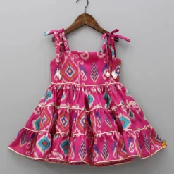 Clearance Ikat Printed Tiered Kurti Ethnic Wear | Kurtis & Jumpsuits