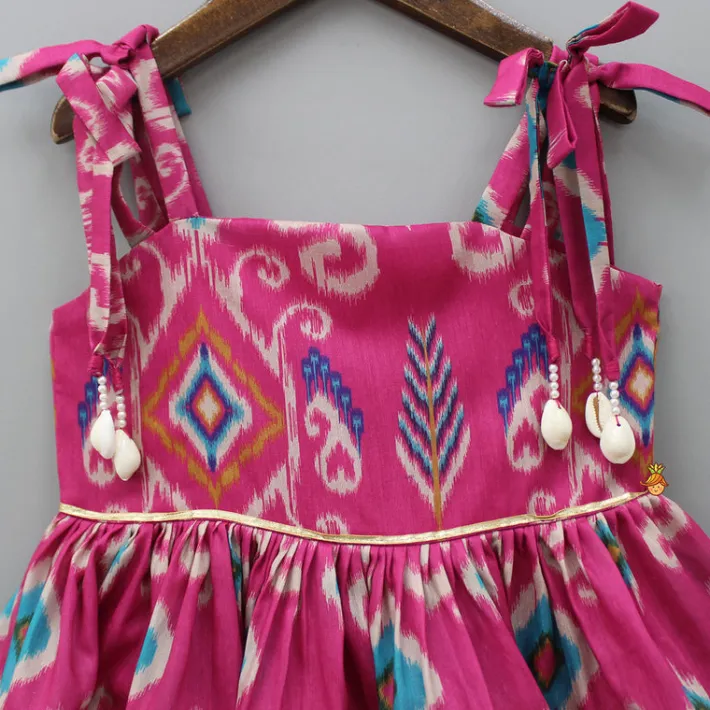 Clearance Ikat Printed Tiered Kurti Ethnic Wear | Kurtis & Jumpsuits