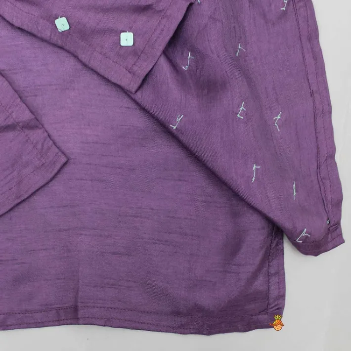 Discount Intricate Hand Work Purple Kurta And Pyjama BOY Indian Ethnic Wear | Ethnic Sets
