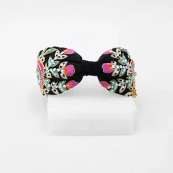Online Intricate Multicolour Thread And Beads Embroidered Black Fancy Hair Band Hair Accessories | Hair Bands