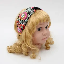 Online Intricate Multicolour Thread And Beads Embroidered Black Fancy Hair Band Hair Accessories | Hair Bands