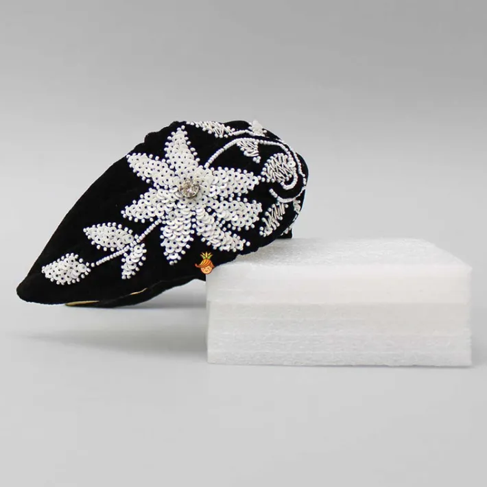 Hot Intricate Sequins Embroidered Black Velvet Hair Band Hair Accessories | Hair Bands