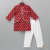 Best Jacket Style Red Printed Kurta And Pyjama BOY Indian Ethnic Wear | Ethnic Sets