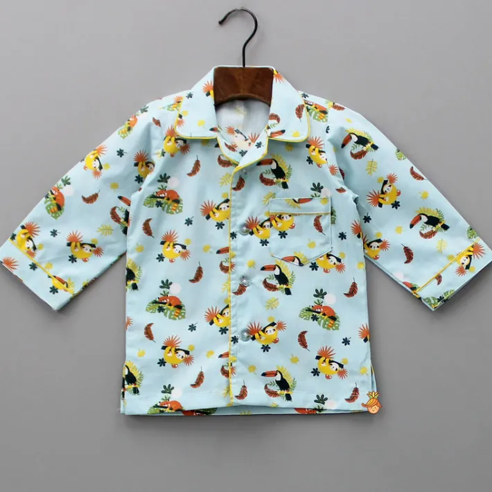 Sale Jungle Safari Printed Notch Collar Sleepwear BOY Sleep Wear | Sleepwear