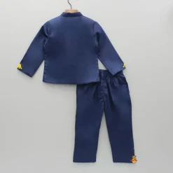 Online Jungle Theme Embroidered Blue Sherwani With Pant BOY Indian Ethnic Wear | Sherwani Sets