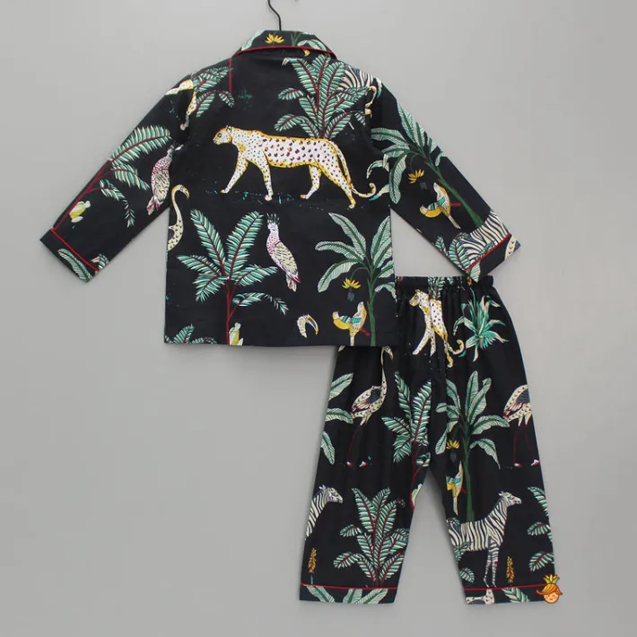 Discount Jungle Theme Printed Black Sleepwear BOY Sleep Wear | Sleepwear