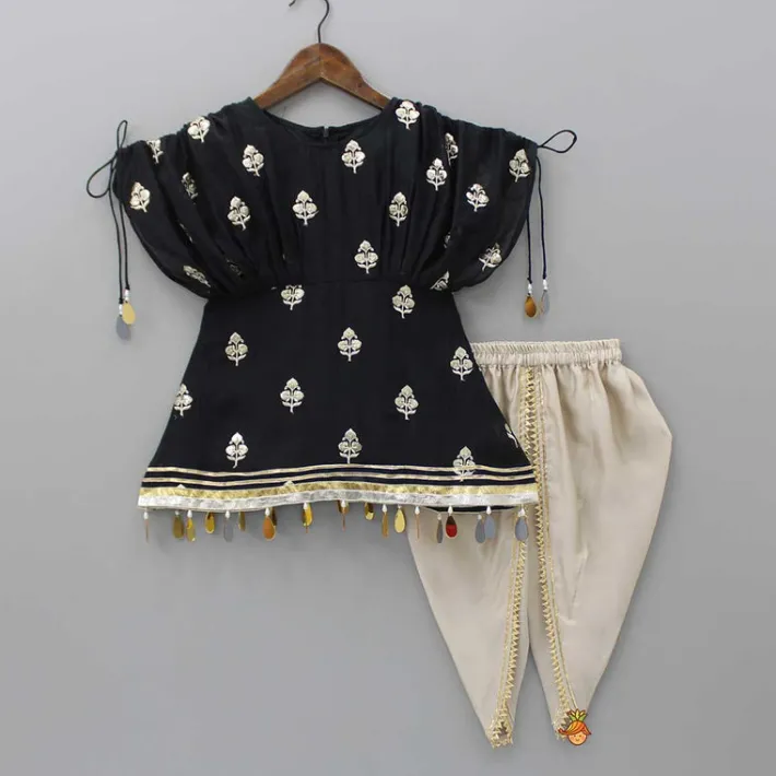 New Kaftan Style Embroidered Kurti And Dhoti Ethnic Wear | Dhotis & Patialas