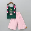 Sale Krishna Embroidered Tie Up Strap Kurti And Pink Flared Palazzo Ethnic Wear | Palazzos & Shararas