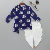 Outlet Krishna Printed Blue Kurta With Dhoti And Mukut BOY Indian Ethnic Wear | Ethnic Sets