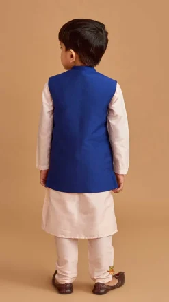 Sale Kurta And Floral Thread Embroidered Jacket With Pyjama BOY Indian Ethnic Wear | Ethnic Sets