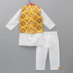Discount Kurta And Multicolour Bandhani Printed Jacket With Pyjama BOY Indian Ethnic Wear | Ethnic Sets