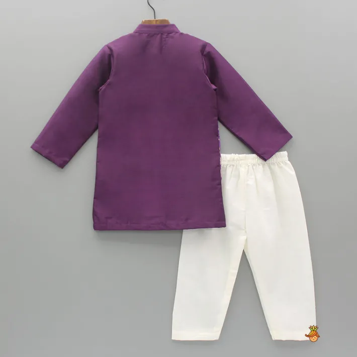 Outlet Kurta With Brocade Printed Attached Half Jacket And Pyjama BOY Twinning Sets | Indian Ethnic Wear