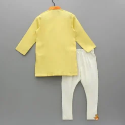 Discount Kurta With Hand Embroidered Krishna Motif And Churidar BOY Indian Ethnic Wear | Ethnic Sets