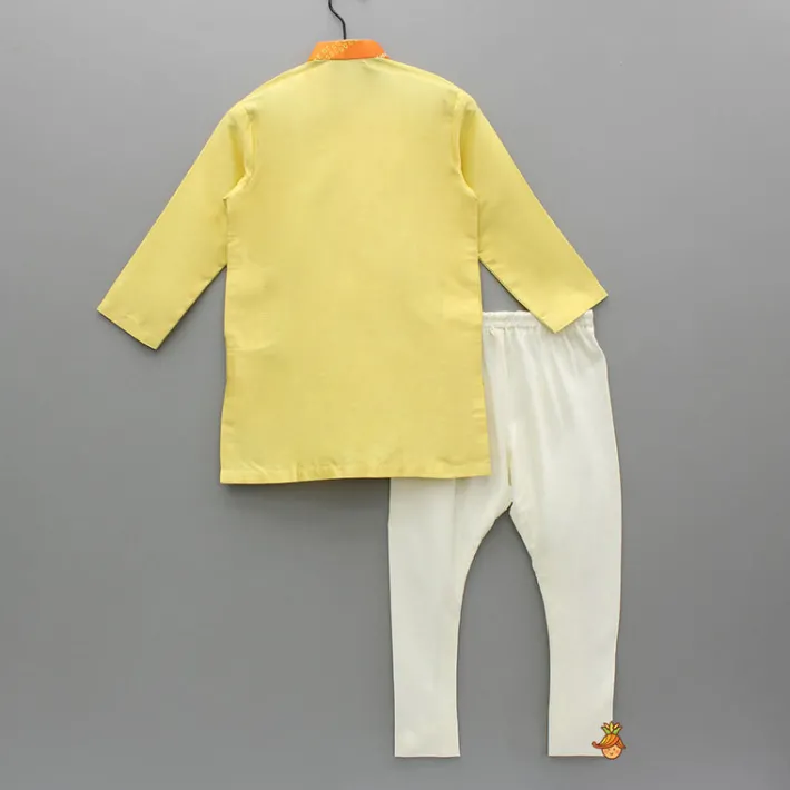 Discount Kurta With Hand Embroidered Krishna Motif And Churidar BOY Indian Ethnic Wear | Ethnic Sets