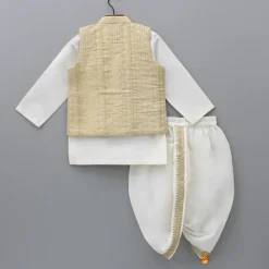 Best Kurta With Pocket Square Stylish Jacket And Lace Detailed Dhoti BOY Indian Ethnic Wear | Ethnic Sets