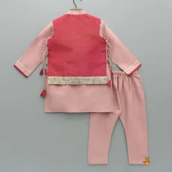 Discount Kurta With Printed Embroidered Jacket And Pyjama BOY Twinning Sets | Indian Ethnic Wear