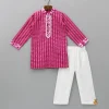Clearance Lace Detail Front Placket Pink Printed Kurta And Pyjama BOY Indian Ethnic Wear | Ethnic Sets