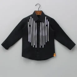 Clearance Lace Detail Stylish Black Shirt BOY Shirts & Tees
