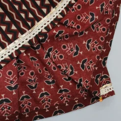 Outlet Lace Detail Yoke Printed Brown Kurti Twinning Sets | Ethnic Wear