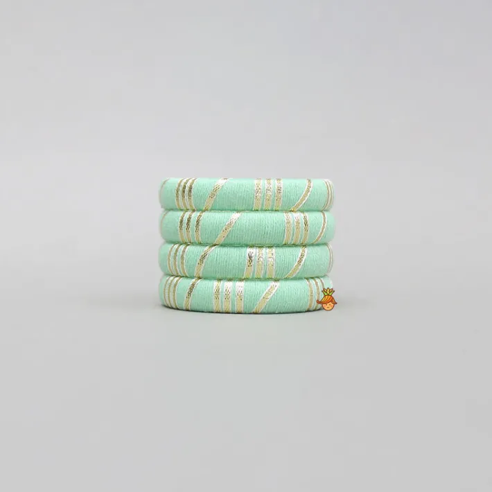 Clearance Lace Detailed Green Bangles Set Bangles
