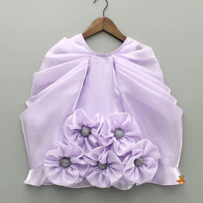 Best Lavender Artificial Flowers Embellished Dress Dresses & Sets | Dresses