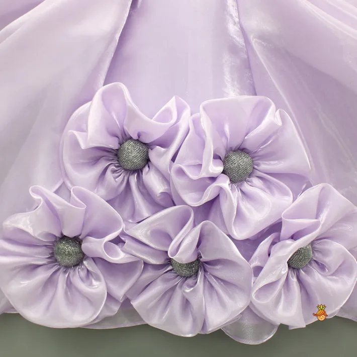 Best Lavender Artificial Flowers Embellished Dress Dresses & Sets | Dresses