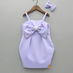 Sale Lavender Bow Embellished Strappy Dress With Matching Bow Hairclip Dresses & Sets | Dresses
