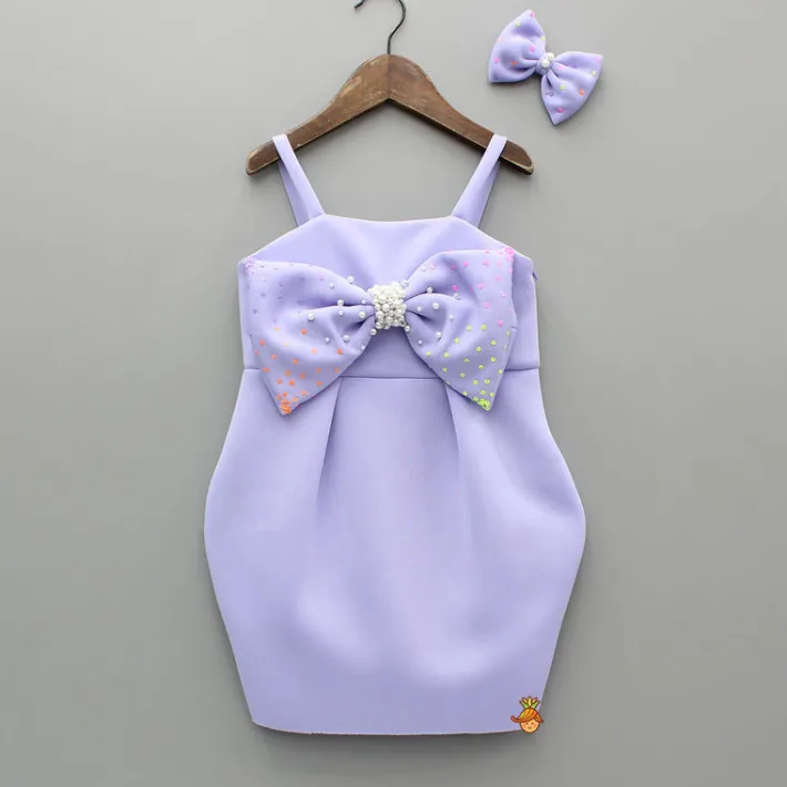 Sale Lavender Bow Embellished Strappy Dress With Matching Bow Hairclip Dresses & Sets | Dresses