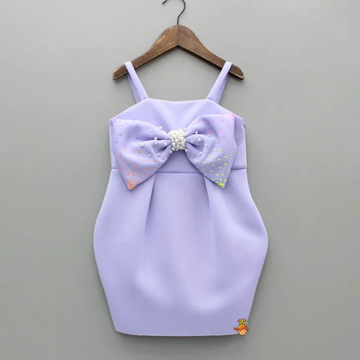 Sale Lavender Bow Embellished Strappy Dress With Matching Bow Hairclip Dresses & Sets | Dresses