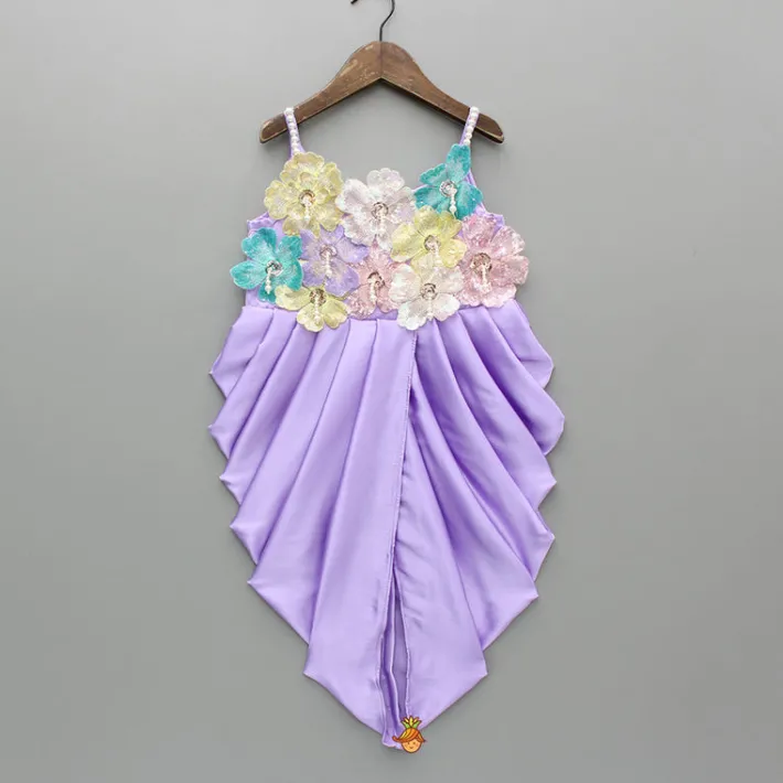 Hot Lavender Embellished Pleated Dhoti Style Dress Ethnic Wear | Kurtis & Jumpsuits