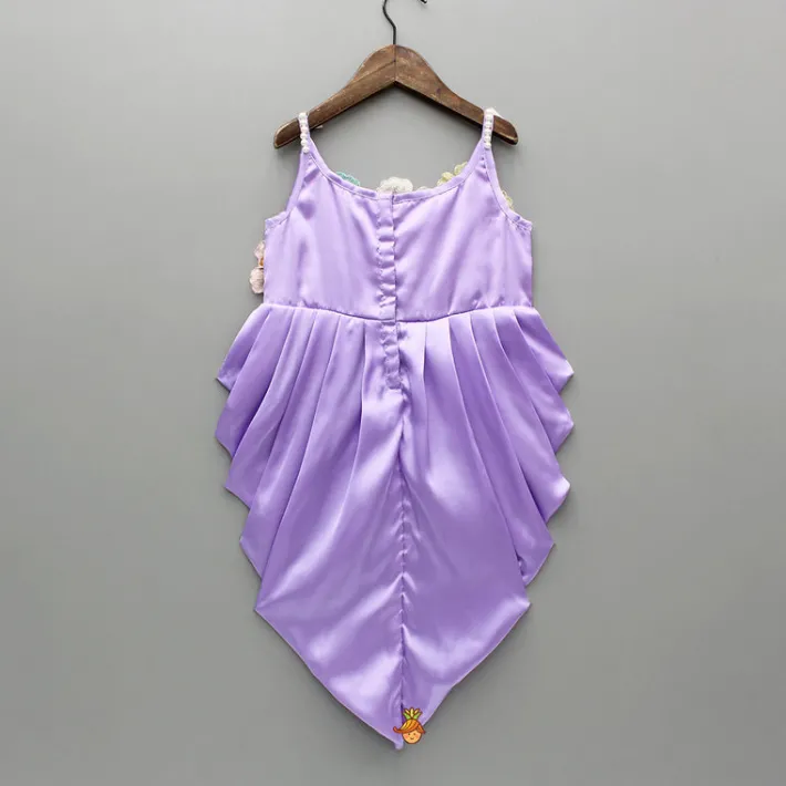 Hot Lavender Embellished Pleated Dhoti Style Dress Ethnic Wear | Kurtis & Jumpsuits